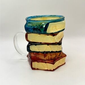 Book Glass Coffee Mug Tea Cup Readers Gift 4.2” Tall